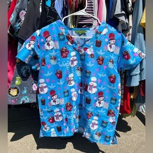 Womens Scrub Top - Christmas